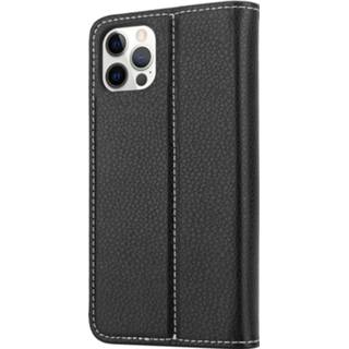 👉 Zwart leather ShieldCase Genuine case iPhone 12 Pro Max (zwart) 8720391651729