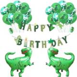 👉 Dinosaurus groen aluminium active kinderen Thema Feestset Verjaardag Brief Trek Vlag Film Pailletten Ballon Arrangement Decoratie (Groen)