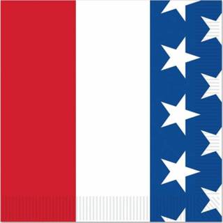 👉 Landenvlag papieren One Size meerkleurig 16x Amerika/Verenigde Staten landen vlag thema servetten 25 x cm - wegwerp servetjes Amerikaanse/USA feestartikelen decoratie 8718758970729