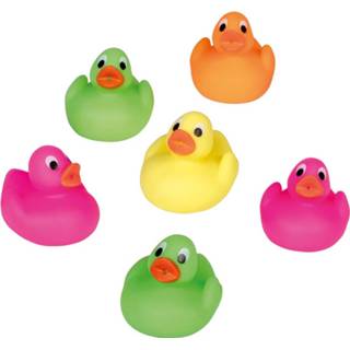 👉 Badeendje One Size meerkleurig 6x Fel gekleurde badeendjes badspeelgoed 5 cm - Speelgoed Badspeeltjes Dieren Speeltjes voor in bad 8720276527309