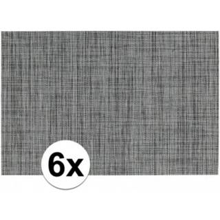 👉 Placemat grijs 6x Placemats met geweven print 45 x 30 cm