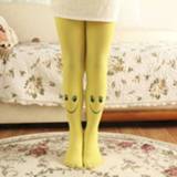👉 Legging geel fluwelen active meisjes 3 paar snoepkleurige smiley leggings panty's danssokken, maat:één maat (geel)