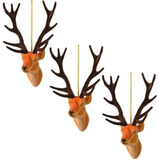 👉 Ornament bruin 4x Kerstboomversiering hert ornamenten 13 cm