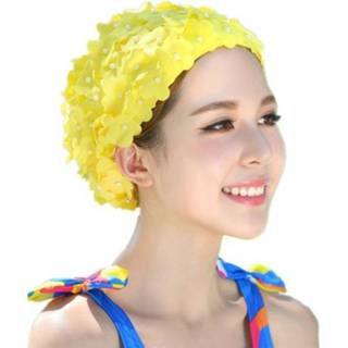 👉 Badmuts geel active vrouwen Pearl driedimensionale handgemaakte bloem voor dames (geel)