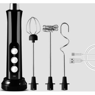 👉 Melkopschuimer zwart active Klop Huishoudelijk Elektrisch Bakken Mini Draadloos Handheld Opladen Roerder (Zwart)
