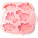 👉 Dinosaurus roze siliconen active baby's DIY 6 Raster Cakevorm Babyvoedingssupplement Schimmel Bakgereedschap (Roze)