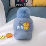 👉 Dinosaurus blauw active kinderen baby's C0137 Cartoon Borduurpatroon Petten Winter Baby Baseball Hoeden, Maat: Geschikt voor van 2-6 jaar (blauw)