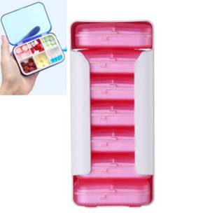 👉 Home Travel Plastic Pill Box Lade Pill Box Portable Storage Box, Model: 6 Grid (roze)