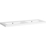 👉 Meubelwastafel wit eraalsteen glans Saniclass Foggia 140x5x46cm met overloop 2 wasbakken 0 kraangaten Mineraalmarmer hoogglans 2785 8720359352101