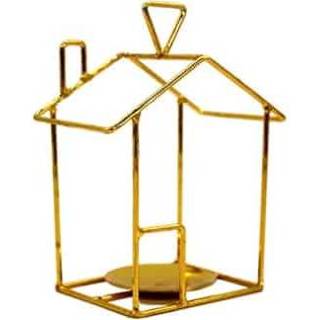 👉 Ornament gouden gegalvaniseerde small active Bird House Candlestick Ornaments ijzeren kandelaar, maat: B