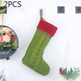 👉 Sock groen active 2 STKS CX20221 Christmas Wool Knitting Gift Bag Kerstboom Hanger Decoratie (Groen)