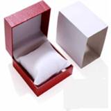 👉 Lederen horlogebox rode witte PU plastic active 6 STKS Maatwerk High-end flip Sieraden Geschenkverpakking (rode binnenste doos)