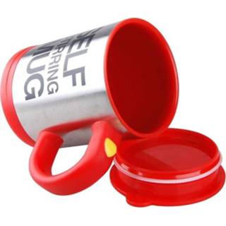 👉 Mok rood active 400 ml Mokken Automatische Elektrische Zelf Roerende Kopje Koffie Melk Mengen Smart Roestvrijstalen Sap Mix Cup Drinkware (Rood)