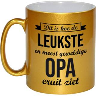 👉 Koffiemok goud gouden keramiek volwassenen active leukste en meest geweldige juf cadeau / theebeker 330 ml