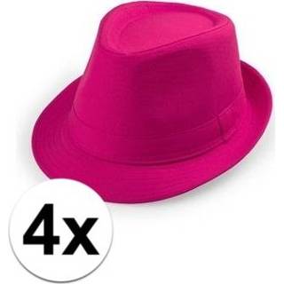 👉 Trilby hoedje roze polyester volwassenen active 8x Voordelige hoedjes