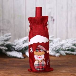 👉 Kerstcadeau rode active 2 STKS Wijnfles Stofkap Tas Thuis Tafel Decor (Rode sneeuwpop)