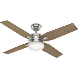 👉 Plafond ventilator a++ eiken lichtgrijs nikkel composietmateriaal Hunter Mercado plafondventilator eiken/nikkel