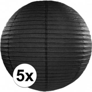 👉 Lampion zwart papier active 10x bolvormige lampionnen 35 cm