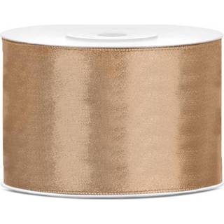 👉 Goud 1x Hobby/decoratie satijnen sierlinten 5 cm/50 mm x 25 meter