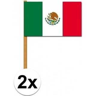 👉 Zwaaivlag 2x Luxe zwaaivlaggen vlag Mexico 30 x 45 cm