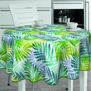 👉 Tafel kleed One Size groen Buiten tafelkleed/tafelzeil tropische palmbladeren print 160 cm rond - Hawaii thema Tuintafelkleed tafeldecoratie 8720147298079