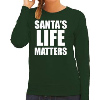 Sweater zwart katoen vrouwen active Santas life matters Kerst / foute Kersttrui voor dames