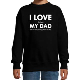 👉 Video game zwart katoen kinderen active love I it when my dad lets me play games sweater voor kids