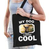 👉 Zwart kinderen Dwergpinscher honden tasje volwassenen en - my dog serious is cool kado boodschappent