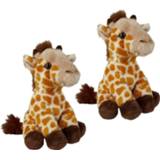 👉 Giraffe knuffel kinderen 2x stuks gevlekte 15 cm knuffeldieren