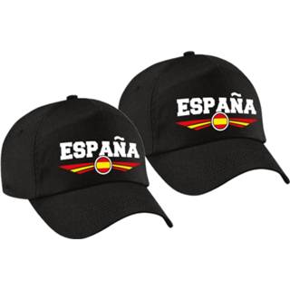 👉 Baseball cap zwart 4x stuks spanje / Espana landen pet voor volwassenen