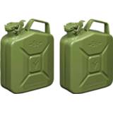 👉 Metalen jerrycan legergroen Set van 2x stuks voor brandstof 5 liter