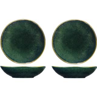 👉 Diepe bord groen 8x stuks rond borden/soepborden Otylia 20,5 cm