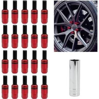 👉 Bout rood aluminium active XH-AN005 auto universeel gemodificeerd wiel M12 versterkte 7075-T6 gesmede schroef (rood)