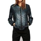 👉 Blauw s active vrouwen Dames Wild Casual Sequin Jacket Short Coat (Kleur: Maat: S)