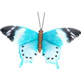👉 Metalen One Size meerkleurig Set van 2x stuks tuin muur wand decoratie vlinders 37 cm - dieren decoraties 8720276400435