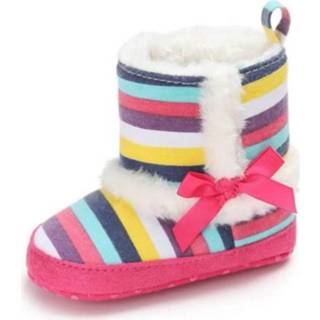 👉 Babyschoenen fluweel katoen antislip active baby's Hoge hak Warm Fluff Winter Indoor Zachte laarzen, Maat: 11CM (Katoen regenboog)