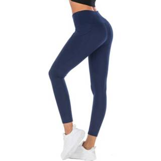 👉 Panty's marineblauw s active Running hoge taille strakke panty yoga (kleur: maat: S)