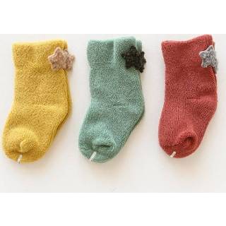 👉 Sokken m active baby's 3 paar baby-cartoon katoenen herfst-winter badstof sokken, maat: (ster)