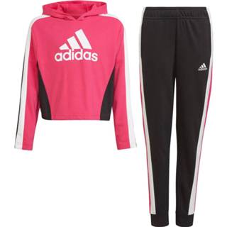 👉 Trainingspak roze kinderen Adidas Hooded Crop 4064057751861