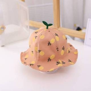 👉 Hoed oranje active baby's kinderen C0505 lente cartoon ananas print patroon baby pot vissershoed zonnehoed, maat: ongeveer 48 cm (donker oranje)