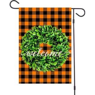 👉 Vlag geel zwart groene active 4 STKS Vlas Tuin Garland Lattice Kerst Patroon Outdoor Decoratie, Stijl: en Grid (Groene Bloem)