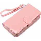 👉 Portemonnee roze wax leer active bagage vrouwen Dames olie retro lange grote capaciteit multifunctionele clutch tas (roze)