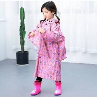 👉 Regenjas roze m active kinderen dubbele rand met schooltas stoel outdoor poncho, maat: (roze)