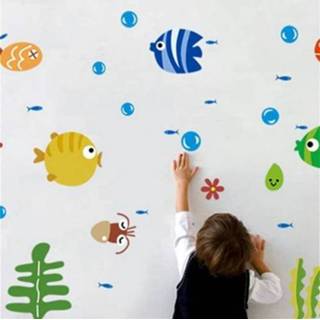 👉 Badkamer muursticker marine active peuters baby's Kleuterschool Cartoon Dier Decoratie Waterdichte Babykamer