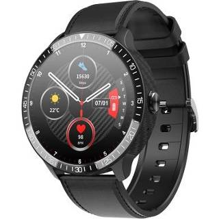👉 Smartwatch zwart active MT16 1,28 inch TFT-kleurenscherm IP67 waterdicht smartwatch, ondersteuning slaapmonitor / lichaamstemperatuurmonitor Bluetooth-oproep, stijl: lederen band (zwart)