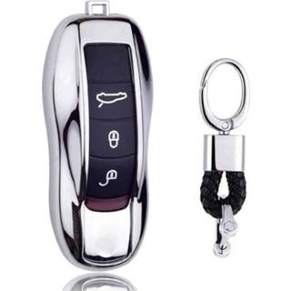 Porsche Galvaniserende TPU autosleutelbehuizing met enkele schaal sleutelring voor Cayenne Cayman Panamera, zilver active 1169096 Schaal zilver active Galvaniserende TPU autosleutelbehuizing met enkele sleutelring voor Porsche Cayenne / Cayman Panamera (zilver)