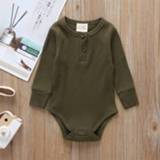 Jumpsuit legergroen active Herfstbaby-katoenen met effen kleur en lange mouwen, maat: 80cm (legergroen)