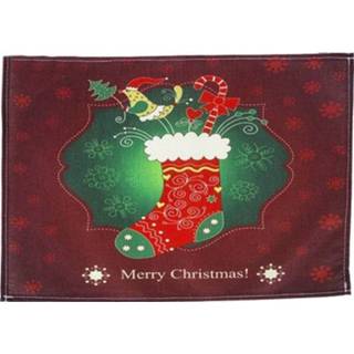 👉 Placemat linnen active 2 STKS Kerst Creatief Bedrukt Mes en Vork Pad Decoratie (Kerstsokken)