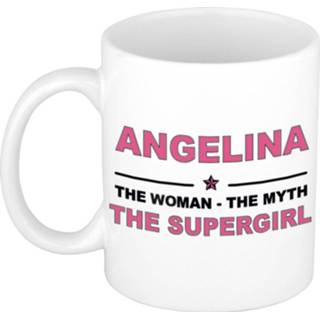 👉 Beker One Size meerkleurig vrouwen Naam cadeau Angeline - The woman, myth supergirl koffie mok / 300 ml naam/namen mokken voor o.a verjaardag/ moederdag/ pensioen/ geslaagd/ bedankt 8720276172578