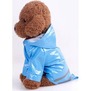 👉 Regenjas blauw PU XL active Pet Raincoat Cat Clothes reflecterende hond met capuchon, maat: (blauw)